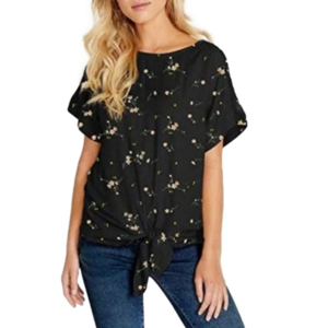 Buffalo David Bitton - Short Sleeve Floral Tie Front  Blouse | Size: S